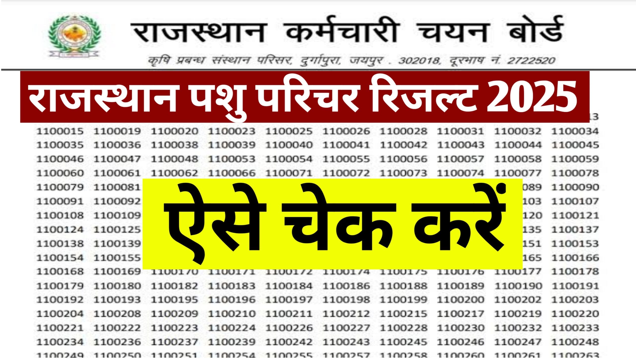Rajasthan Pashu Parichar Result 2025