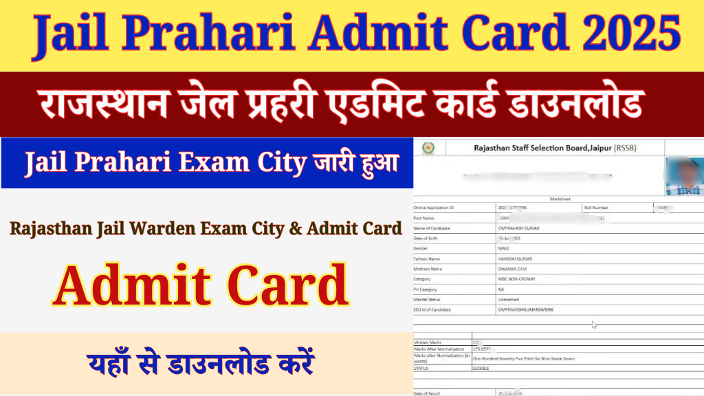 Rajasthan Jail Prahari Admit Card 2025
